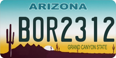 AZ license plate BOR2312