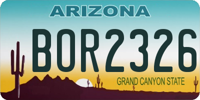 AZ license plate BOR2326