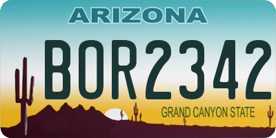 AZ license plate BOR2342