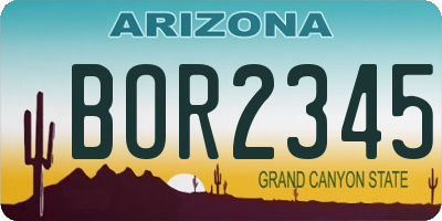 AZ license plate BOR2345