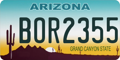 AZ license plate BOR2355