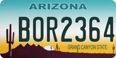 AZ license plate BOR2364