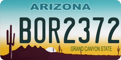 AZ license plate BOR2372