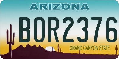 AZ license plate BOR2376