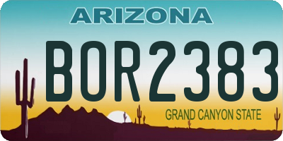 AZ license plate BOR2383