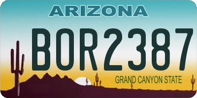 AZ license plate BOR2387