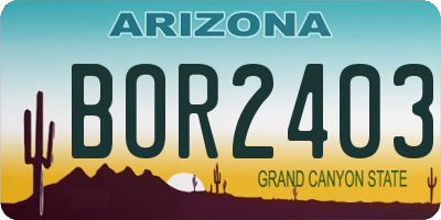 AZ license plate BOR2403