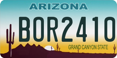 AZ license plate BOR2410