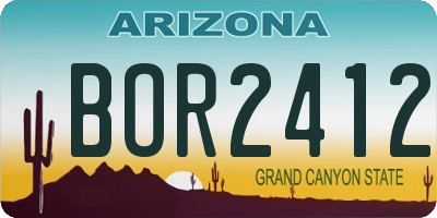 AZ license plate BOR2412