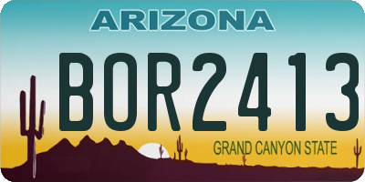 AZ license plate BOR2413