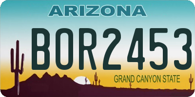 AZ license plate BOR2453