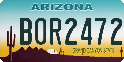 AZ license plate BOR2472