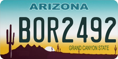 AZ license plate BOR2492