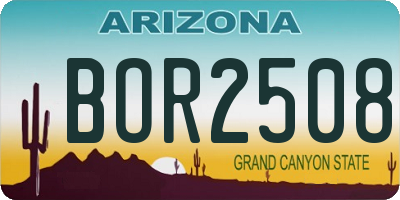 AZ license plate BOR2508