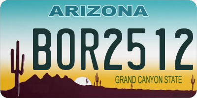 AZ license plate BOR2512