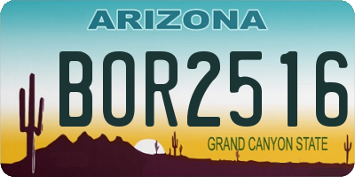 AZ license plate BOR2516