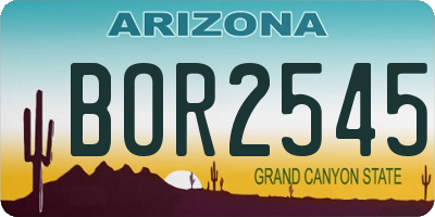 AZ license plate BOR2545