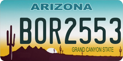 AZ license plate BOR2553