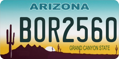 AZ license plate BOR2560