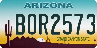 AZ license plate BOR2573