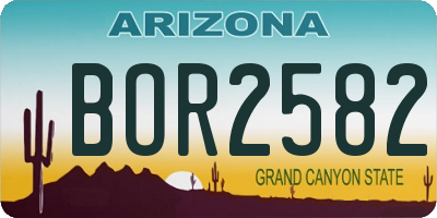 AZ license plate BOR2582