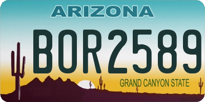AZ license plate BOR2589