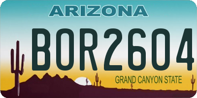 AZ license plate BOR2604
