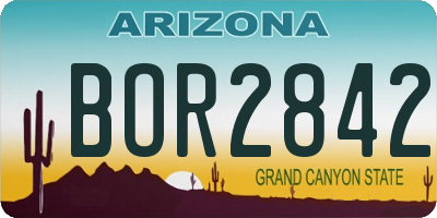 AZ license plate BOR2842