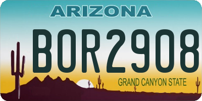 AZ license plate BOR2908
