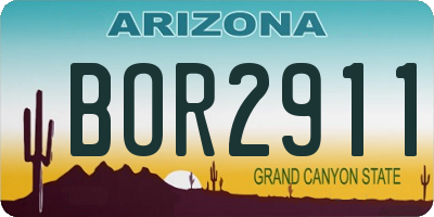 AZ license plate BOR2911