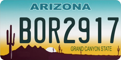 AZ license plate BOR2917