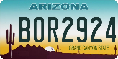 AZ license plate BOR2924