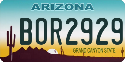 AZ license plate BOR2929