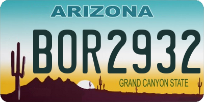 AZ license plate BOR2932