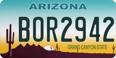 AZ license plate BOR2942