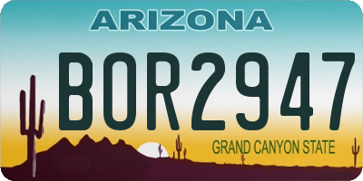 AZ license plate BOR2947