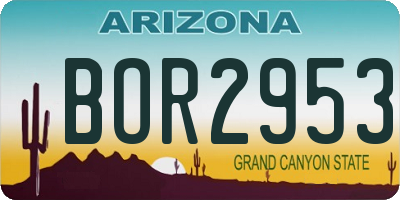 AZ license plate BOR2953