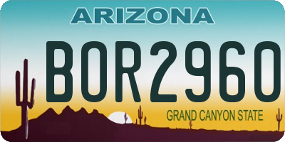 AZ license plate BOR2960