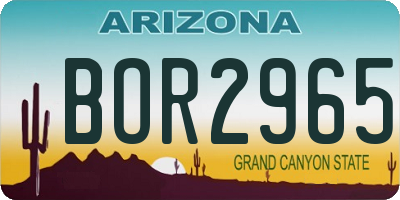 AZ license plate BOR2965