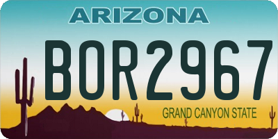 AZ license plate BOR2967