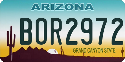 AZ license plate BOR2972