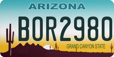 AZ license plate BOR2980