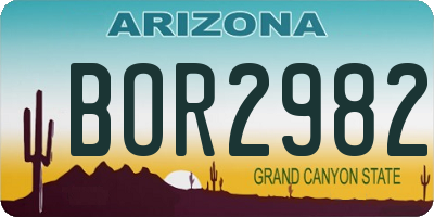 AZ license plate BOR2982