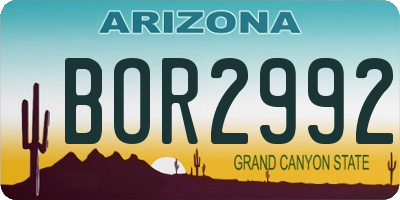 AZ license plate BOR2992