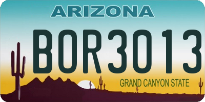 AZ license plate BOR3013