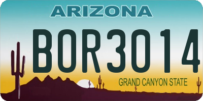 AZ license plate BOR3014