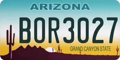 AZ license plate BOR3027