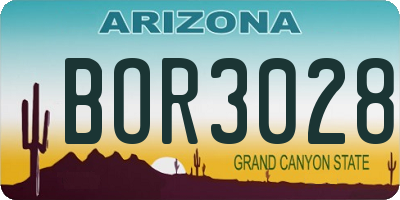 AZ license plate BOR3028