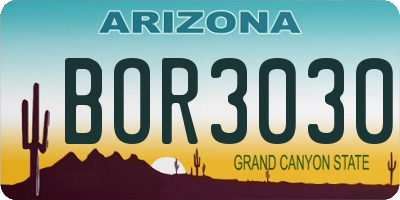 AZ license plate BOR3030