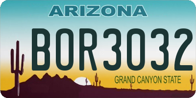 AZ license plate BOR3032